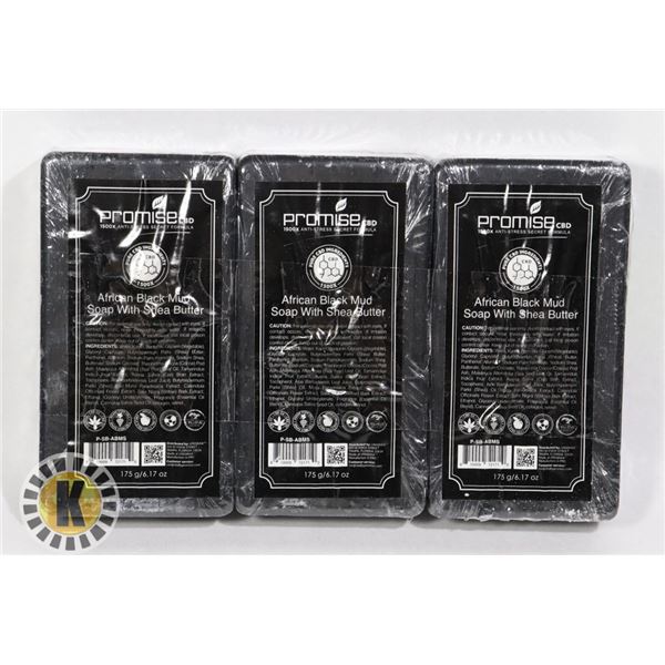 3 BARS OF PROMISE CBD AFRICAN BLACK MUD SOAP