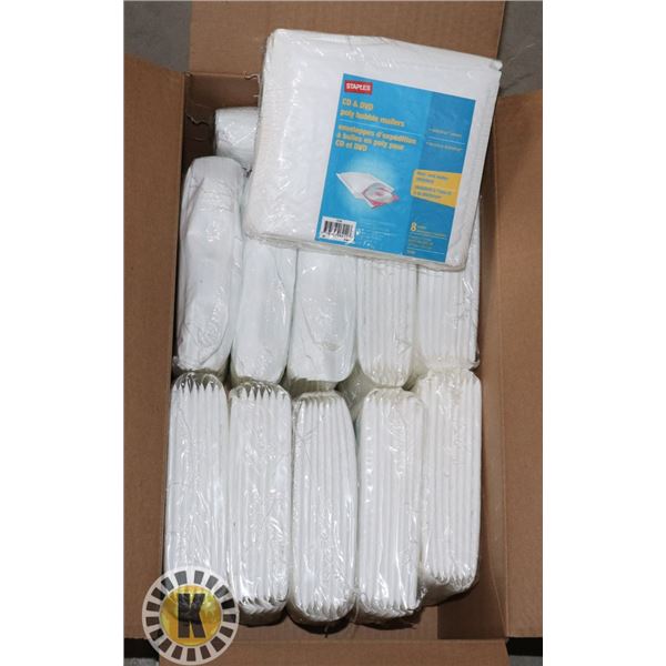 LOT OF 12 8 PACK CD & DVD BUBBLE POLY BAG MAILERS