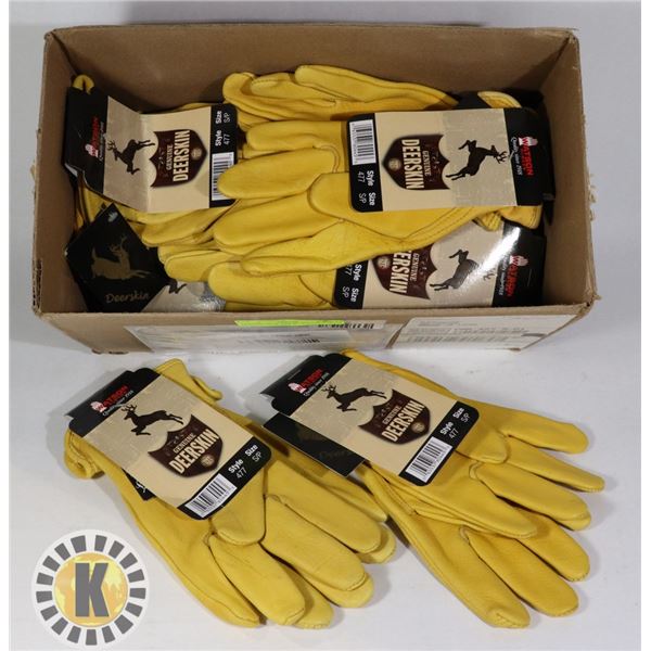 12 PAIRS OF WATSON GENUINE DEER SKIN GLOVES SIZE S