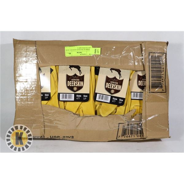 12 PAIRS OF WATSON GENUINE DEER SKIN GLOVES SIZE S
