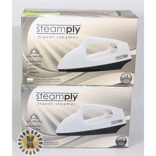 2 NEW WHITE STEAMPLY TRAVEL STEAMERS