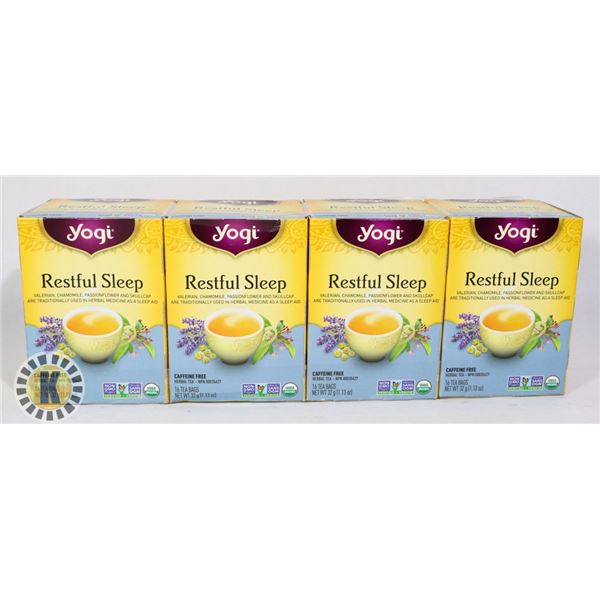 4 BOXES OF YOGI RESTFUL SLEEP HERBAL TEA