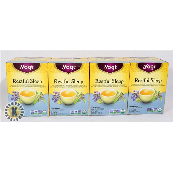 4 BOXES OF YOGI RESTFUL SLEEP HERBAL TEA