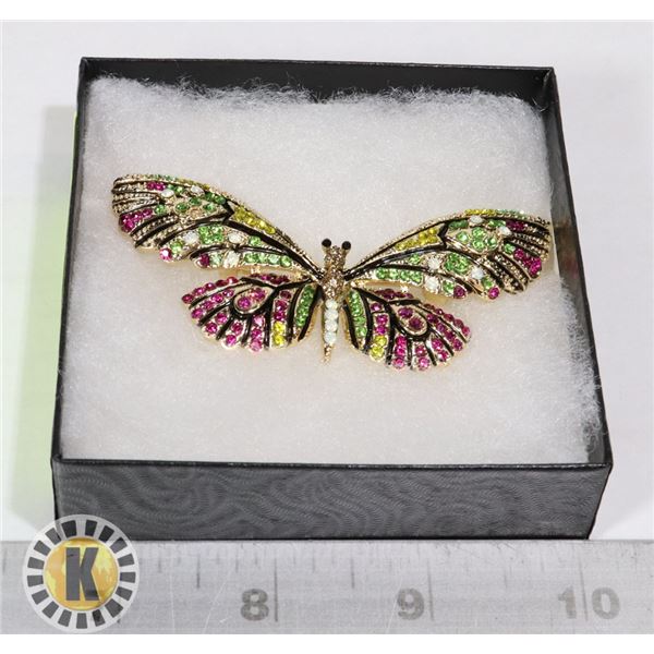 RHINESTONE BUTTERFLY BROOCH