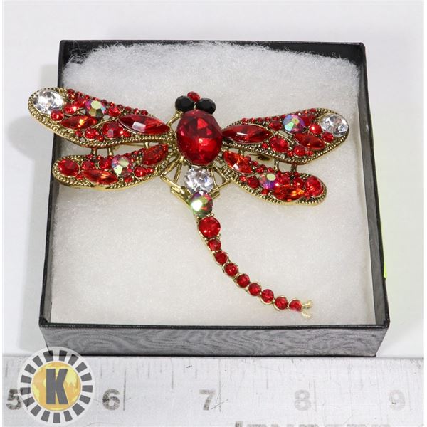 DRAGONFLY RHINESTONE BROOCH