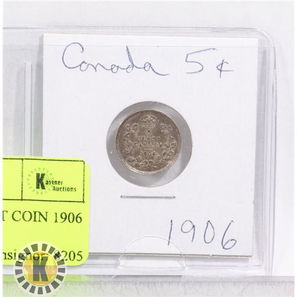 CANADIAN SILVER 5 CENT COIN 1906