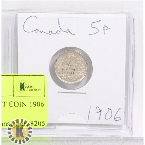 CANADIAN SILVER 5 CENT COIN 1906