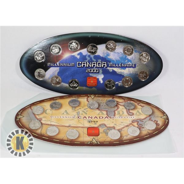 1999 + 2000 MILLENNIUM $.25 SET, MINT SHAPE
