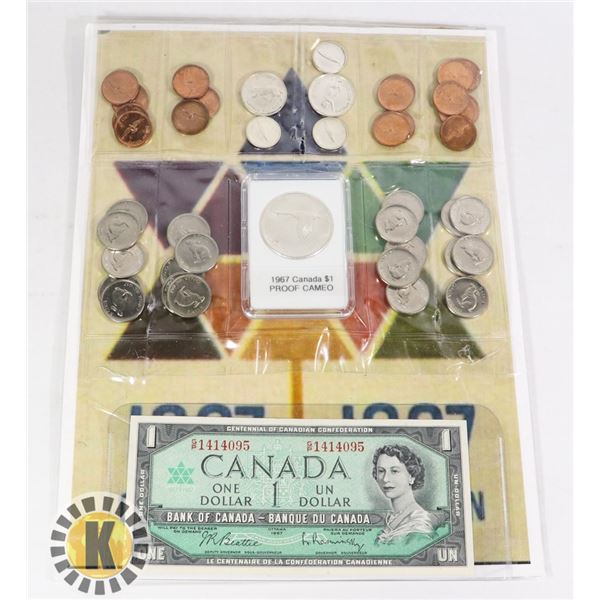 1967 LOT, OVER $4.00 IN CENTENNIAL CURRENCY.