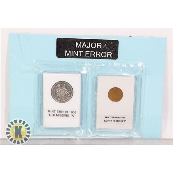 2 MAJOR ERRORS, $.01 PLANCHET + 68 MISSING AN "A"