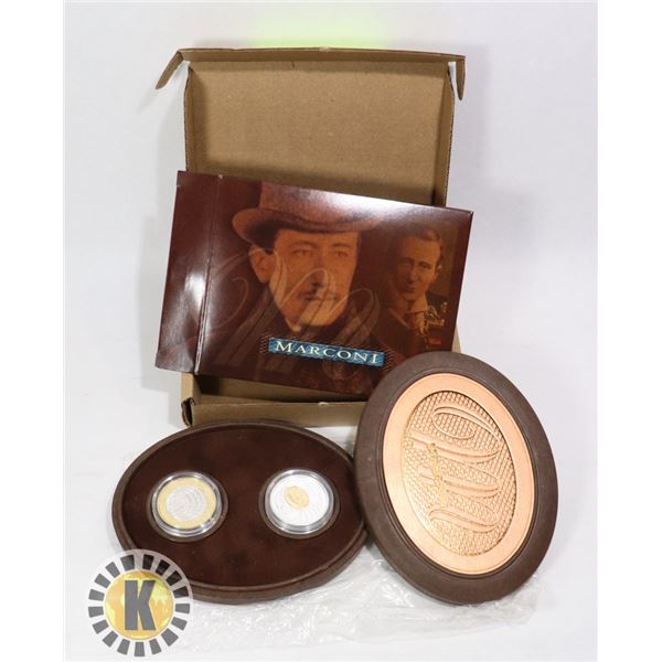 2001 2-COIN SET TELEGRAPH STERLING SIL. & 24K GOLD