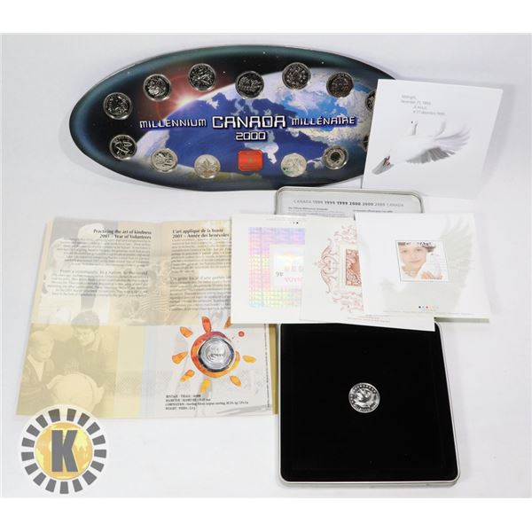 MILLENNIUM COIN, STAMP AND .999 SILVER COIN