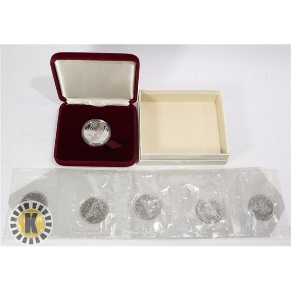 CANADIAN  5 1968 DOLLARS IN MINT WRAP, + 1982 $1