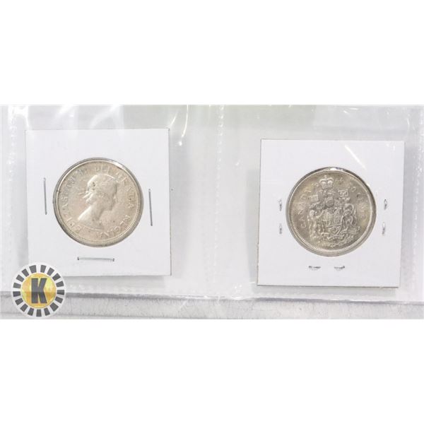 1963 & 1964 CANADIAN SILVER HALF $1 80% SILVER