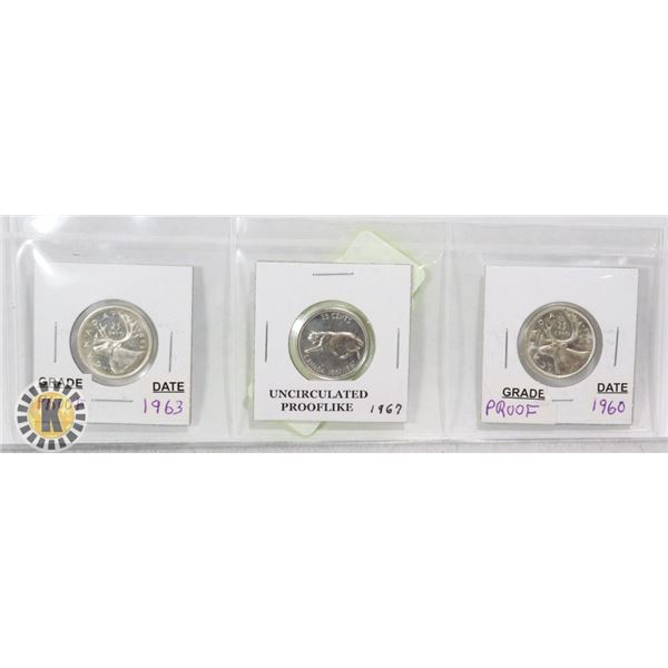 1967, 1960, 1963 $.25 ALL PROOFS ++ QUALITY