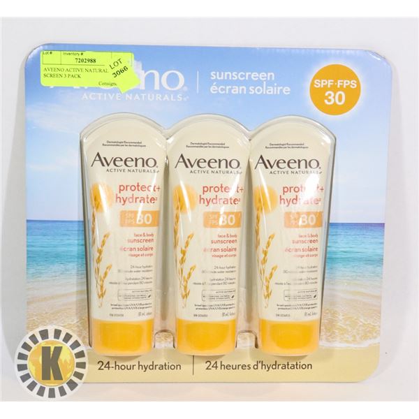 AVEENO ACTIVE NATURAL SUN SCREEN 3 PACK