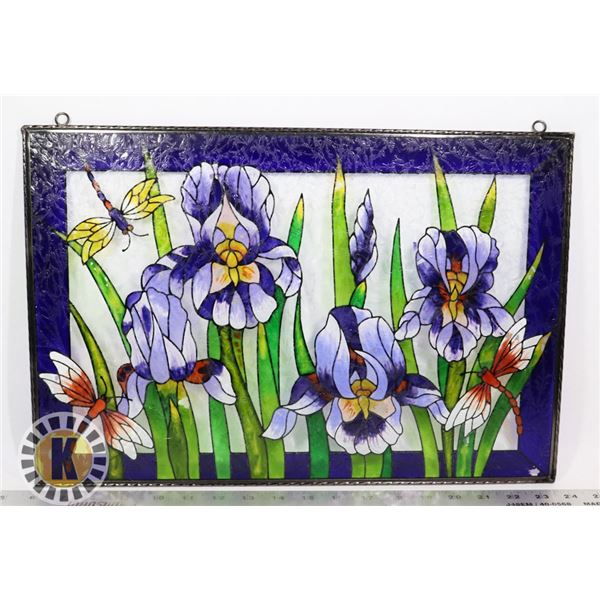 IRISES STAINED GLASS PURPLES