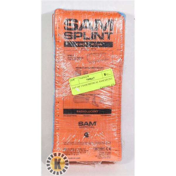 LOT OF 5 SAM MEDICAL SAM SPLINT