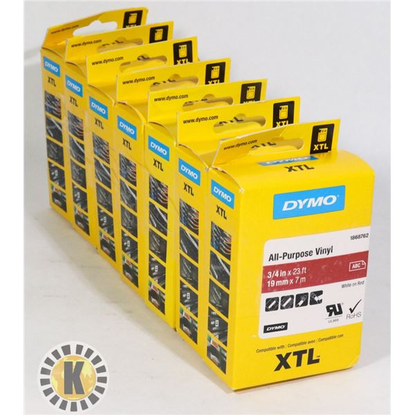 LOT OF 7 DYMO XTL ALL PURPOSE VINYL