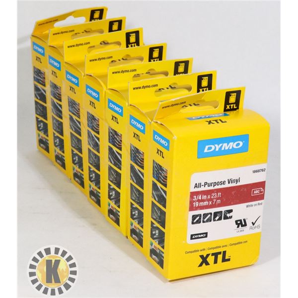 LOT OF 7 DYMO XTL ALL PURPOSE VINYL