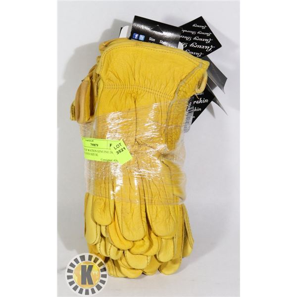 6 PAIRS OF WATSON GENUINE DEER SKIN GLOVES SIZE XL