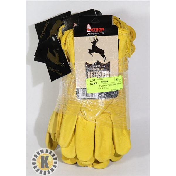 6 PAIRS OF WATSON GENUINE DEER SKIN GLOVES SIZE XL