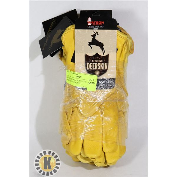 6 PAIRS OF WATSON GENUINE DEER SKIN GLOVES SIZE XL