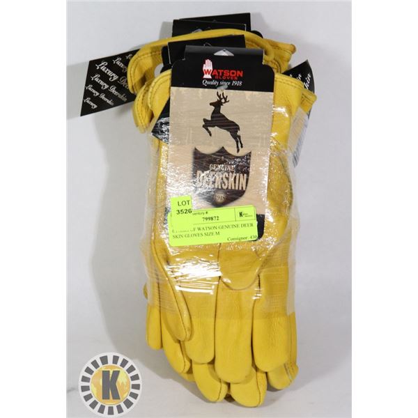 6 PAIRS OF WATSON GENUINE DEER SKIN GLOVES SIZE M