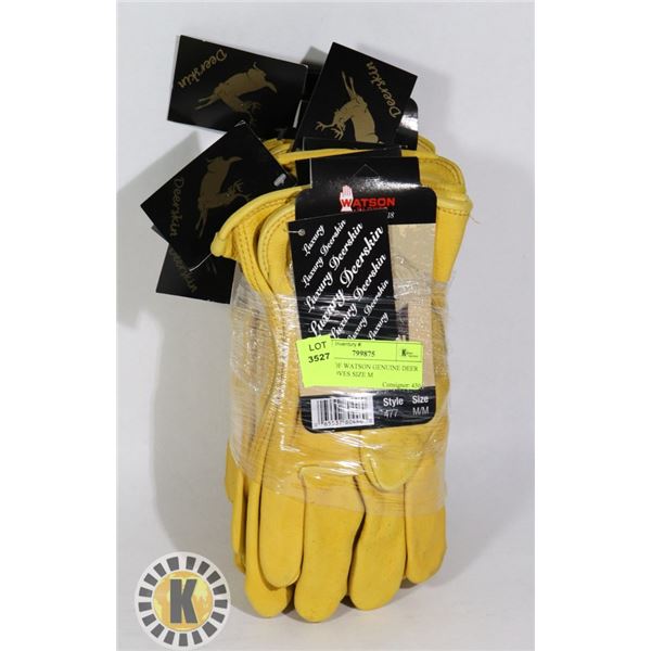 6 PAIRS OF WATSON GENUINE DEER SKIN GLOVES SIZE M