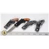 Image 1 : 4 NEW MINI REVOLVER KNIVES - 2 BLACK, 2 BROWN