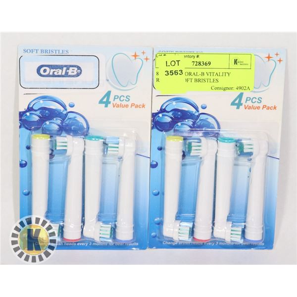 8 GENERIC ORAL-B VITALITY REFILLS, SOFT BRISTLES
