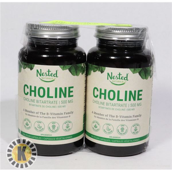 2 BOTTLES CHOLINE CAPSULES, ANXIETY RELIEF,