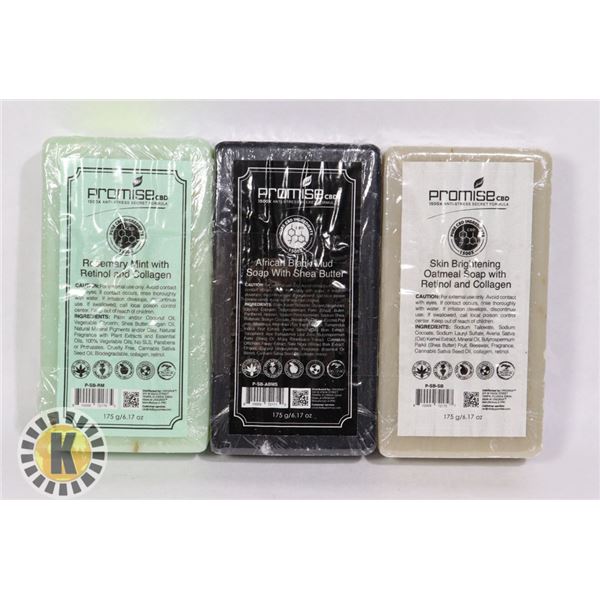3 ASSORTED BARS OF PROMISE CBD BAR SOAP