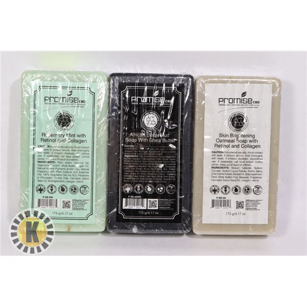 3 ASSORTED BARS OF PROMISE CBD BAR SOAP
