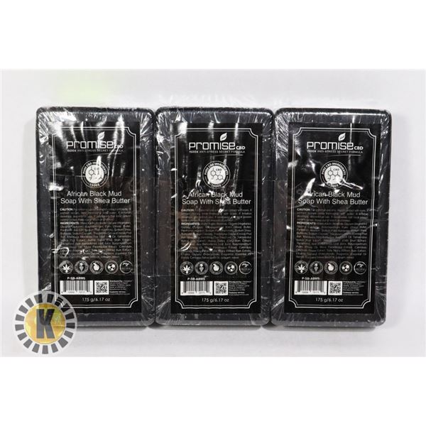 3 BARS OF PROMISE CBD AFRICAN BLACK MUD SOAP