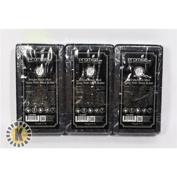 3 BARS OF PROMISE CBD AFRICAN BLACK MUD SOAP