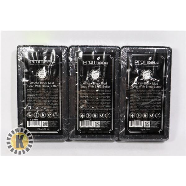 3 BARS OF PROMISE CBD AFRICAN BLACK MUD SOAP