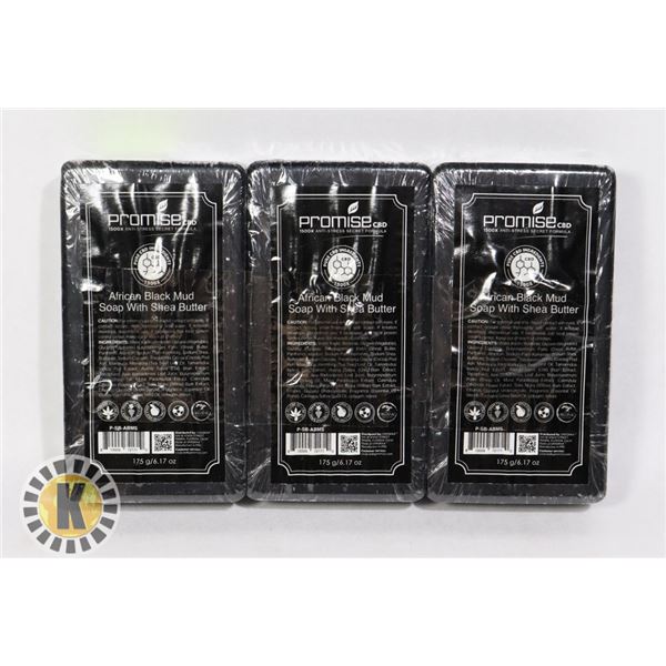 3 BARS OF PROMISE CBD AFRICAN BLACK MUD SOAP