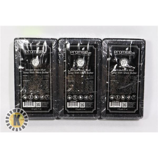 3 BARS OF PROMISE CBD AFRICAN BLACK MUD SOAP