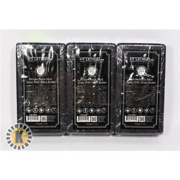 3 BARS OF PROMISE CBD AFRICAN BLACK MUD SOAP