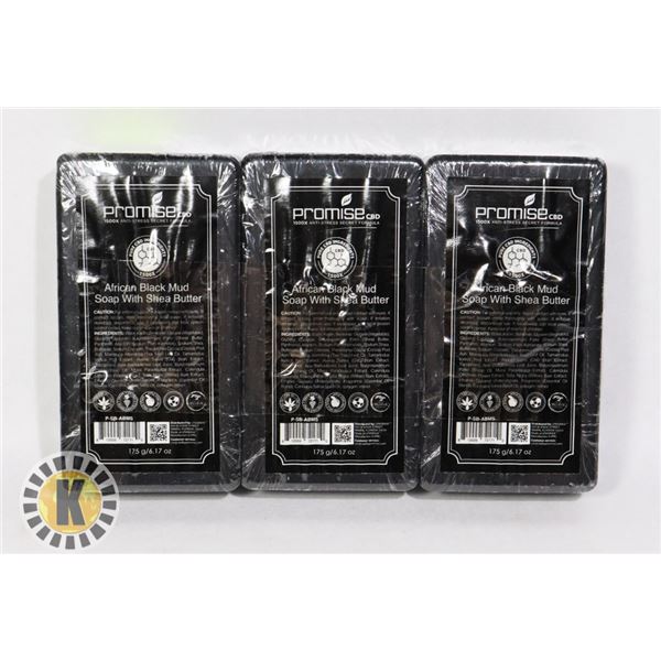 3 BARS OF PROMISE CBD AFRICAN BLACK MUD SOAP