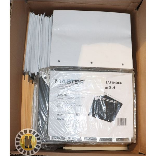 BOX OF ASSORTED PAPER AND DIVIDERS