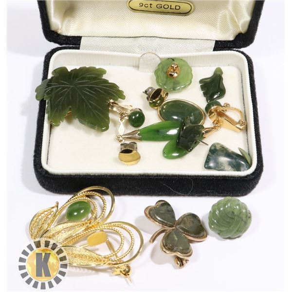 VARIOUS JADE JEWELRY ITEMS, SOME BROKEN