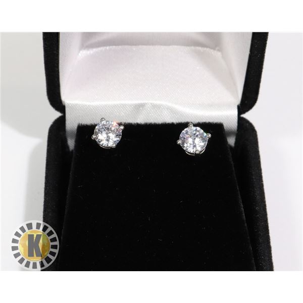 2 CARAT TWT .925 SILVER CZ DIAMOND EARRINGS