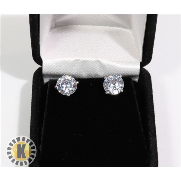 4 CARAT TWT .925 SILVER CZ DIAMOND EARRINGS