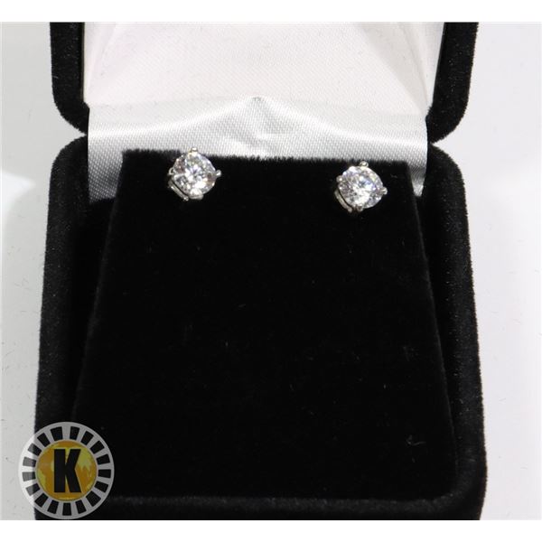 1 CARAT TWT .925 SILVER CZ DIAMOND EARRINGS