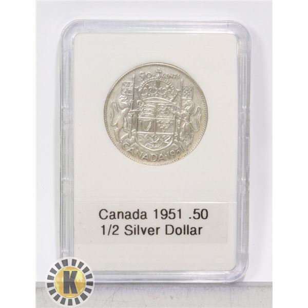 1951 CANADIAN SILVER 1/2 DOLLAR KING GEO. VI