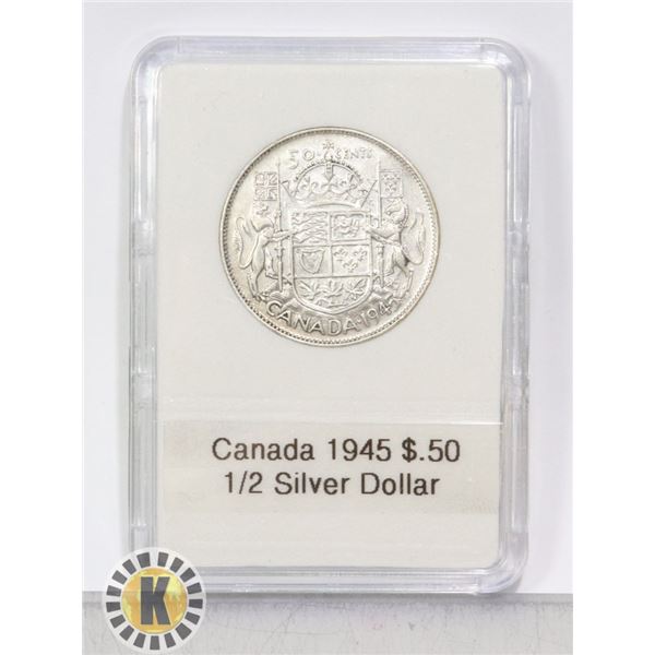 1945 CANADIAN SILVER 1/2 DOLLAR