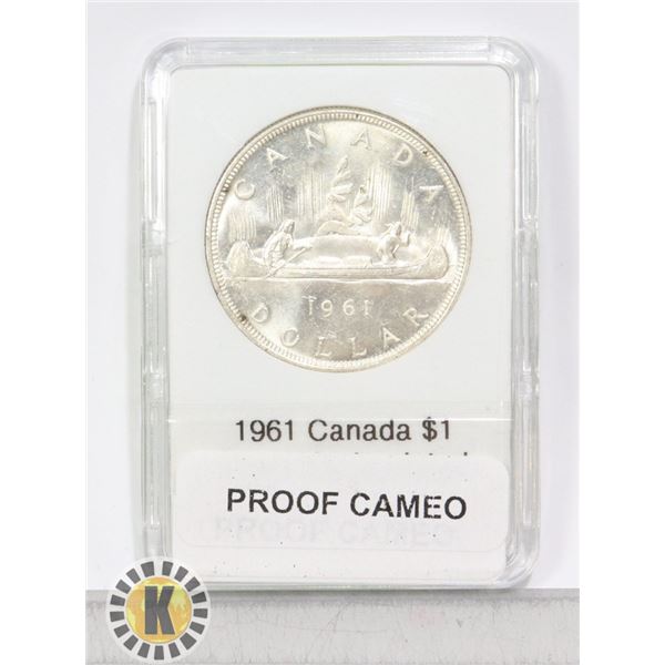 CANADIAN 1961 SILVER $1, PROOF CAMEO