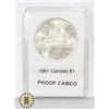 Image 1 : CANADIAN 1961 SILVER $1, PROOF CAMEO
